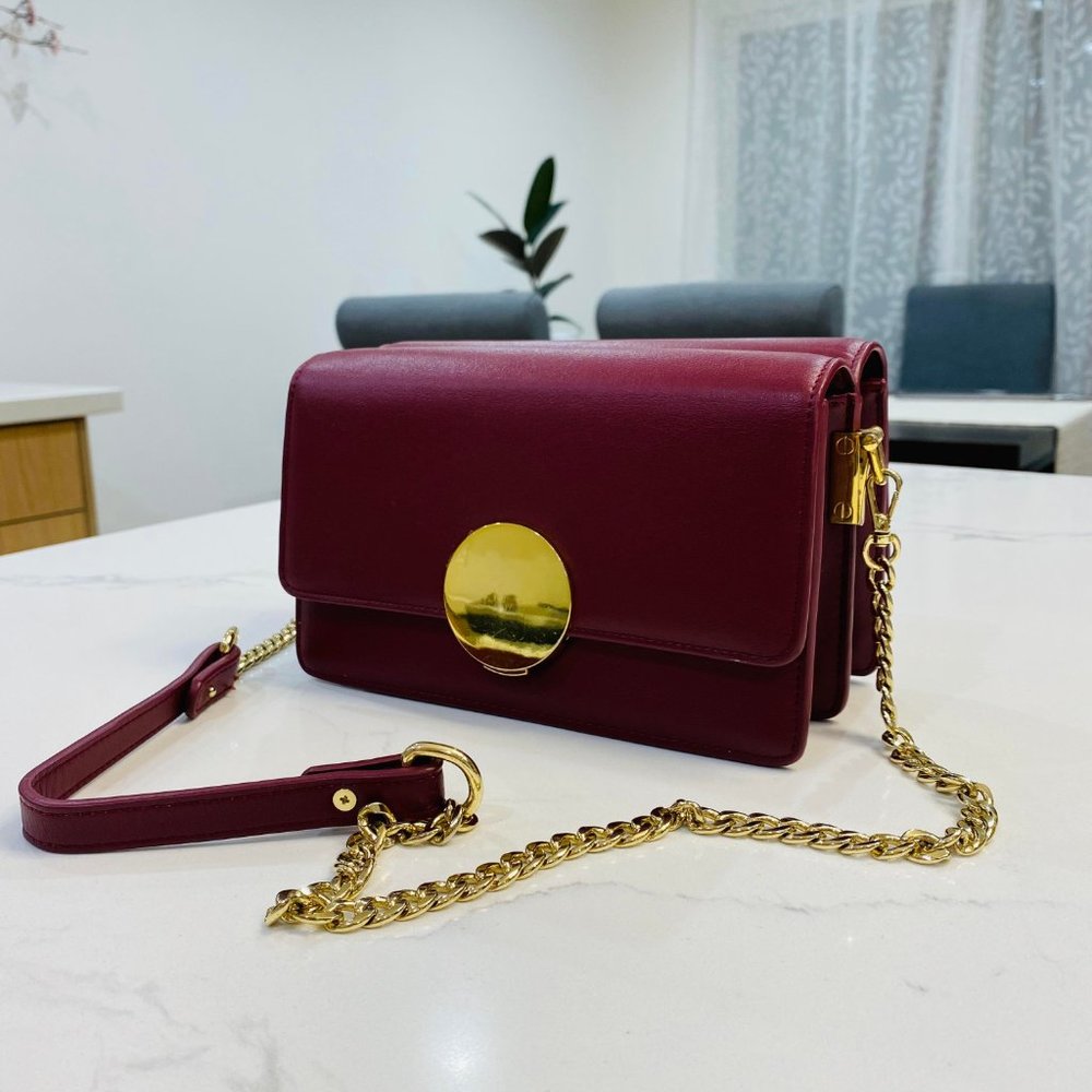 ✨SOLD✨Burgundy Leather Bag with Chain Strap